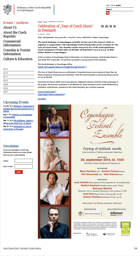 Celebration of „Year of Czech Music“ in Denmark